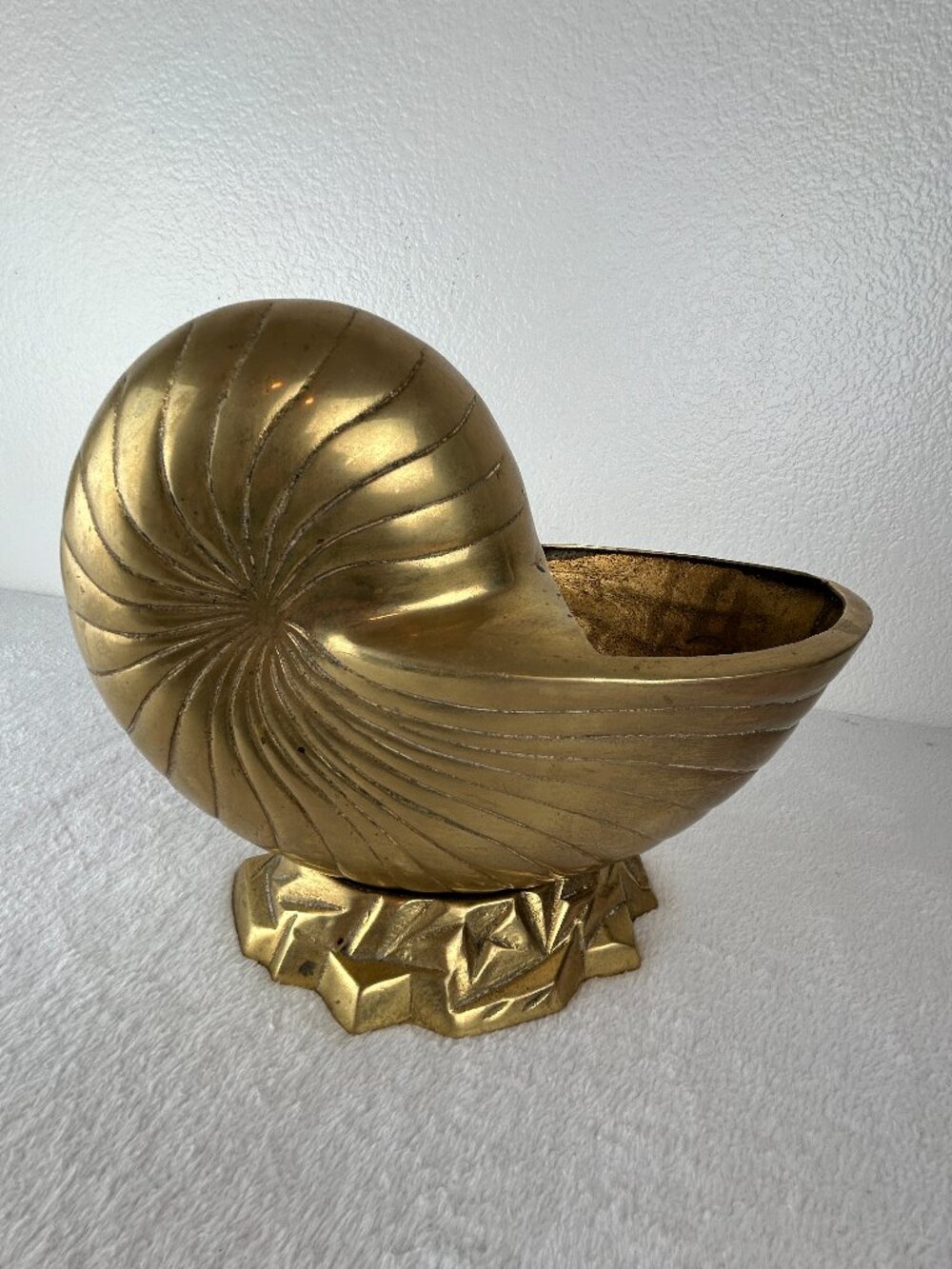 Vintage Large Heavy Brass Nautilus Sea Shell Planter, Nautical